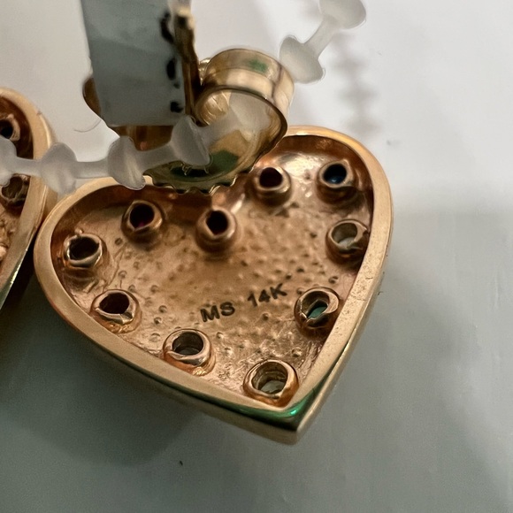 My Story Rainbow Reese 14K Yellow Gold & Mixed-Stone Heart Stud Earrings - Picture 7 of 12